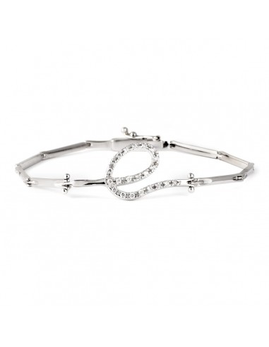 18K PULSERA ORO BLANCO ESLABONES CON CIRCONITAS