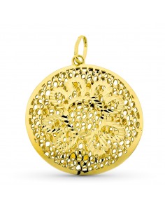 18K COLGANTE ORO AMARILLO CIRCULO CALADO 38X35 MM