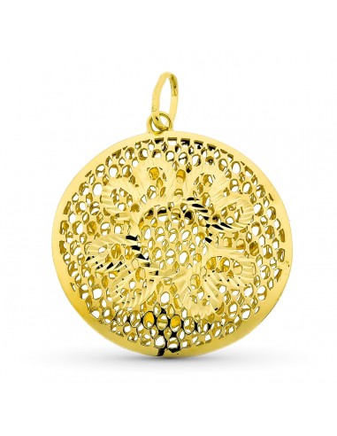 18K COLGANTE ORO AMARILLO CIRCULO CALADO 38X35 MM