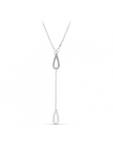 18K GARGANTILLA ORO BLANCO GOTA CON CIRCONITAS