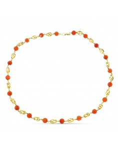 18K GARGANTILLA ORO AMARILLO JAULA CORAL FINO JAPONES 8 MM 50CM