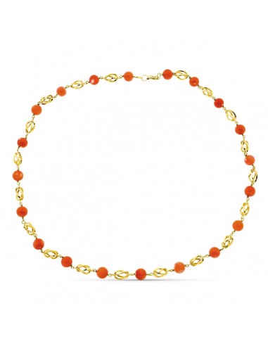 18K GARGANTILLA ORO AMARILLO JAULA CORAL FINO JAPONES 8 MM 50CM