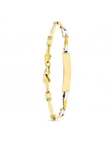 18K ESCLAVA ORO BICOLOR MATE Y BRILLO 18CM