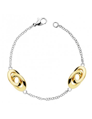 18K PULSERA HUECA ORO BICOLOR 19CM