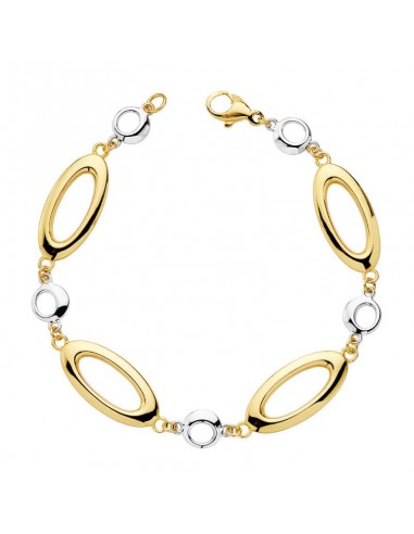 18K PULSERA HUECA ORO BICOLOR 19CM