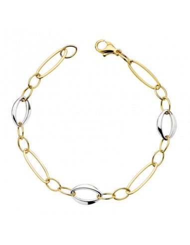 18K PULSERA HUECA ORO BICOLOR 19CM