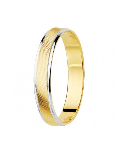 18K ALIANZA ORO BICOLOR ESTRIAS Y BORDES EN BRILLO ANCHO: 3 5 MM.