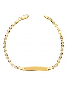 18K ESCLAVA ORO AMARILLO TALLADO MACIZO 2 8MM. PLACA CHAPA: 25X4MM. LARGO 14 5 2 CM