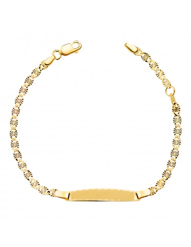 18K ESCLAVA ORO AMARILLO TALLADO MACIZO 2 8MM. PLACA CHAPA: 25X4MM. LARGO 14 5 2 CM