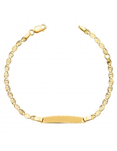 18K ESCLAVA ORO AMARILLO TALLADO MACIZO 2 8MM. PLACA CHAPA: 25X4MM. LARGO 14 5 2 CM