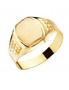 18K SELLO ORO AMARILLO CABALLERO HUECO LATERAL. CABEZA TONEL 11X9 MM