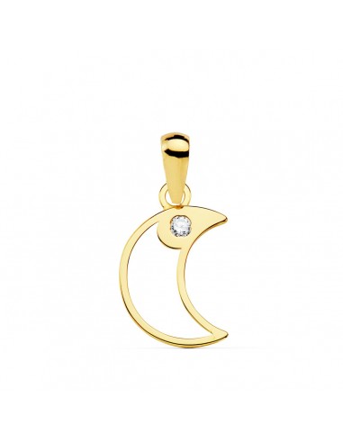 18K COLGANTE ORO AMARILLO AMULETO LUNA CIRCONITA 12X9 MM