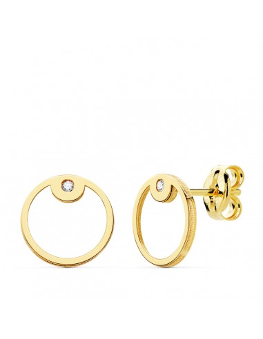 18K PENDIENTES ORO AMARILLO REDONDOS CIRCONITA 8 MM CIERRE PRESION