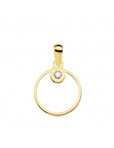 18K COLGANTE ORO AMARILLO AMULETO CIRCULO CIRCONITA 12 MM