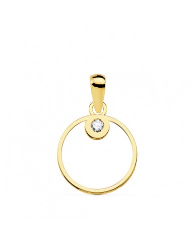 18K COLGANTE ORO AMARILLO AMULETO CIRCULO CIRCONITA 12 MM