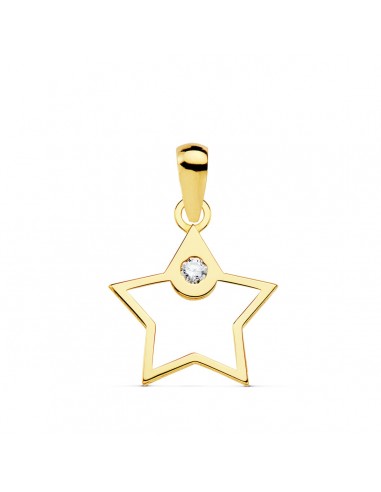 18K COLGANTE ORO AMARILLO AMULETO ESTRELLA CIRCONITA 12X12 MM