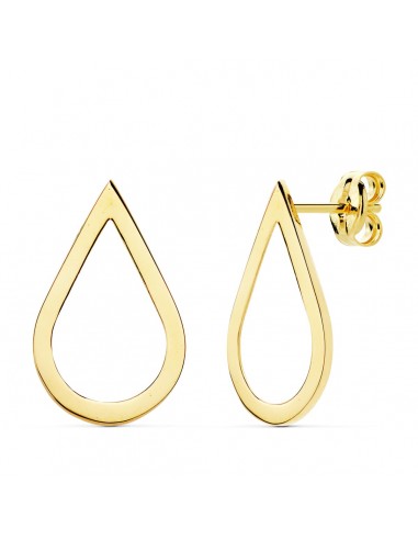 18K PENDIENTES ORO AMARILLO GOTA LISOS. 18X10 MM CIERRE PRESION