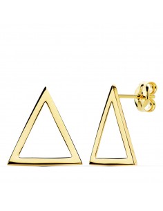 18K PENDIENTES ORO AMARILLO TRIANGULO LISO 14X13 MM CIERRE PRESION