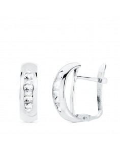 18K PENDIENTES ORO BLANCO BANDA CIRCONITA 13.5X5 MM CIERRE CATALAN