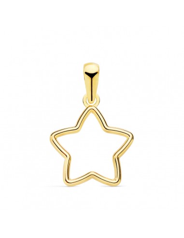 18K COLGANTE AMULETO ORO AMARILLO ESTRELLA CERCO LISO 12.5X12.5 MM