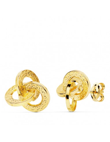 18K PENDIENTES NUDO ORO AMARILLO 12X12 MM PRESION