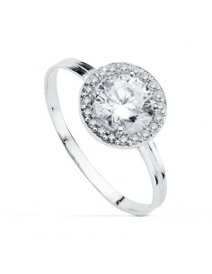 18K SORTIJA ORO BLANCO CIRCONITAS. MOTIVO 9 MM.