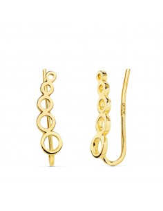 18K PENDIENTES ORO AMARILLO TREPADORES 14X3.5 MM CIRCULOS