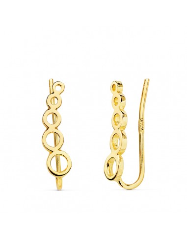 18K PENDIENTES ORO AMARILLO TREPADORES 14X3.5 MM CIRCULOS