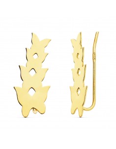 18K PENDIENTES ORO AMARILLO TREPADORES 20X9 MM MARIPOSAS