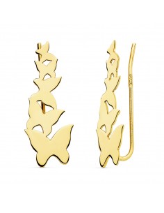 18K PENDIENTES ORO AMARILLO TREPADORES MARIPOSAS 22X9 MM