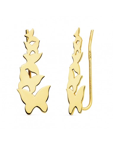 18K PENDIENTES ORO AMARILLO TREPADORES MARIPOSAS 22X9 MM
