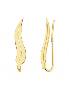 18K PENDIENTES ORO AMARILLO TREPADORES HOJA 21X5 MM