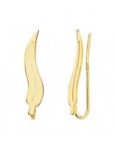 18K PENDIENTES ORO AMARILLO TREPADORES HOJA 21X5 MM