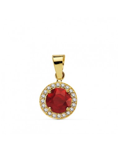 18K COLGANTE PIEDRA ROJA 9MM.CIRCONITAS