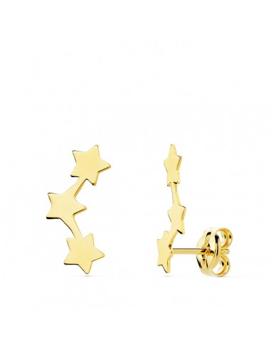 18K PENDIENTES ORO AMARILLO TREPADORES ESTRELLAS 13X4 MM