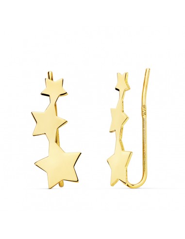 18K PENDIENTES ORO AMARILLO TREPADORES ESTRELLAS 16X7 MM
