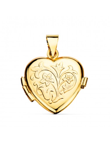 18K GUARDAPELO DIJE PORTAFOTOS ORO AMARILLO CORAZON BRILLO 20X20 MM C. AMOR
