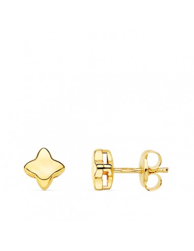 18K PENDIENTES ORO AMARILLO ESTRELLA LISA 6.5X6.5 MM CIERRE PRESION