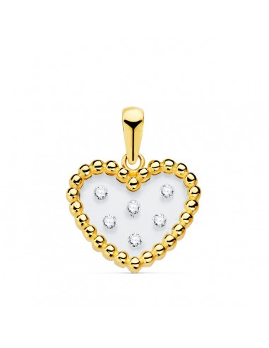 18K COLGANTE ORO AMARILLO CORAZON AIRSHINE TRANSPARENTE CON CIRCONITA 14X12 MM C. AMOR