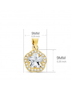 18K COLGANTE ORO AMARILLO FLOR CON CIRCONITAS 9 X 9 MM. 2
