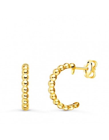 18K AROS ORO AMARILLO ABIERTOS BOLAS LISAS 14 MM ANCHO 2 MM CIERRE PRESION