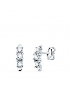 18K PENDIENTES ORO BLANCO CIRCONITA CON GARRAS 9.5X2.5 MM PRESION