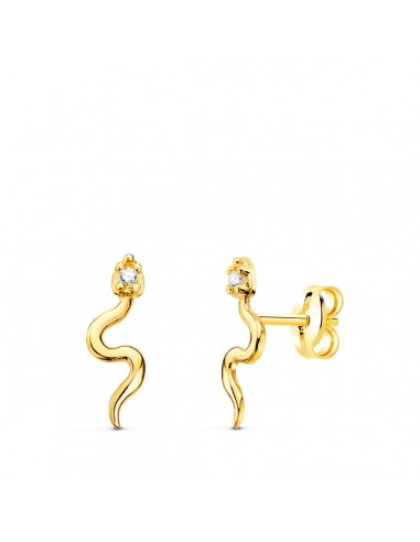 18K PENDIENTES ORO AMARILLO SERPIENTES CON CIRCONITA 12X4 MM PRESION