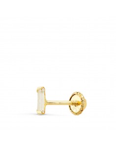 18K PIERCING OREJA ORO AMARILLO BARRITA CIRCONITA 4X2 MM ( MÍNIMO 3 UNIDADES)