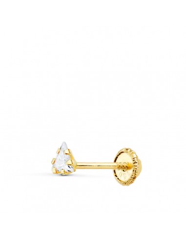 18K PIERCING OREJA ORO AMARILLO TRIANGULO CIRCONITA GARRAS 3X3 MM