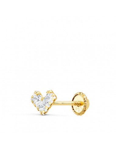 18K PIERCING OREJA ORO AMARILLO TRIANGULO 3 CIRCONITA GARRAS 6X4 MM