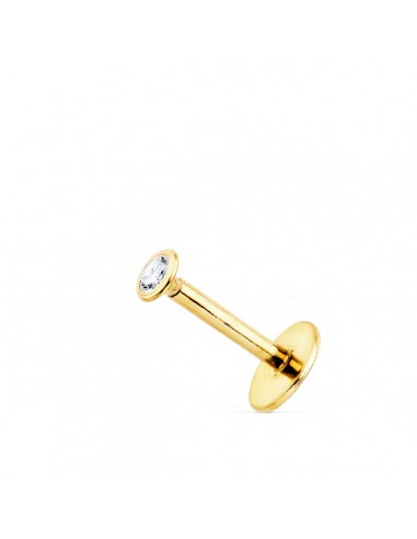 18K PIERCING OREJA ORO AMARILLO CHATON CON BOCEL 2.5 MM ( UNIDAD )