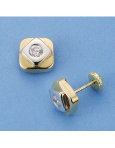 18K PENDIENTES CUADRADOS. 8 X 8 MM.