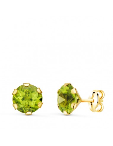 18K PENDIENTES ORO AMARILLO GARRA CALADA OLIVINA 7 MM 2.88  QTS. CIERRE PRESION