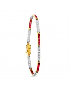 18K PULSERA ORO BICOLOR RIGIDA CIRCONITAS